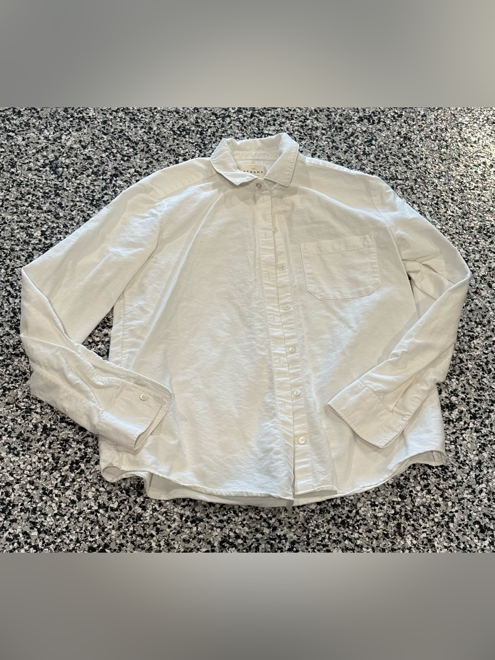 Sezane Cream Button-Down Shirt with Chest Pocket